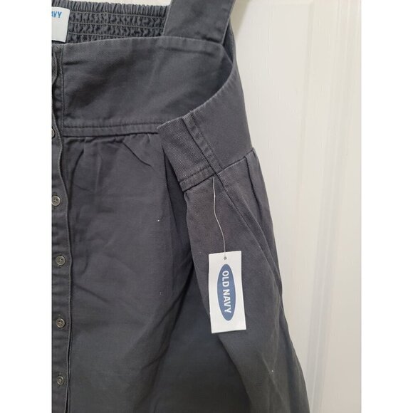 Old Navy Women's Charcoal Gray Sleeveless Button-Front Top With Smocked Back Pan - Picture 9 of 9